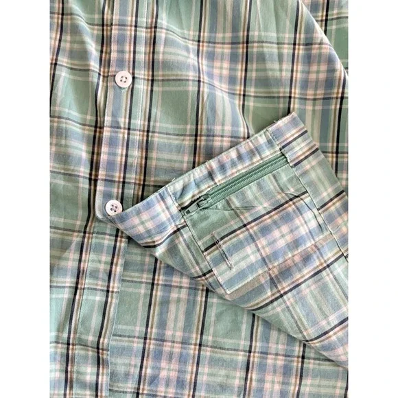 SCOTTeVEST XXXL Docksider Green Plaid Button Up Short Sleeve Shirt - Picture 11 of 11